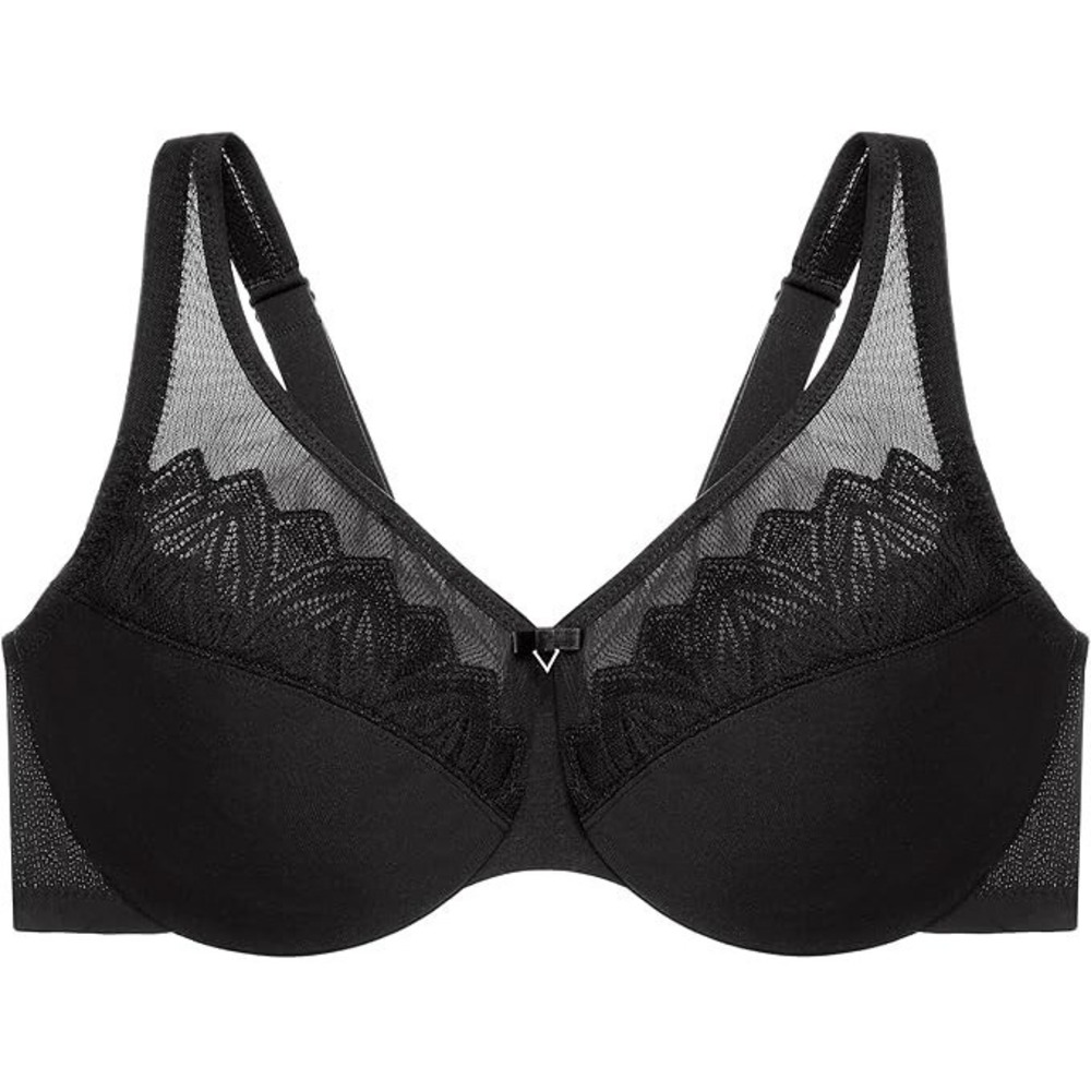 40F Glamorise 9003 Full Figure Wonderwire Minimizer Underwire Bra, Black New
